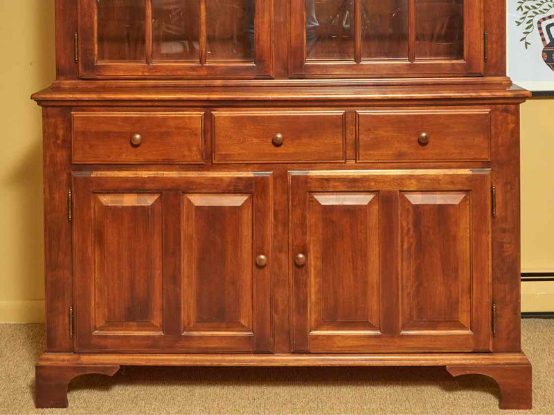 Nichols & Stone Cherry 2 Glass Door 3 Drawers 2 Lower Doors  China Cabinet