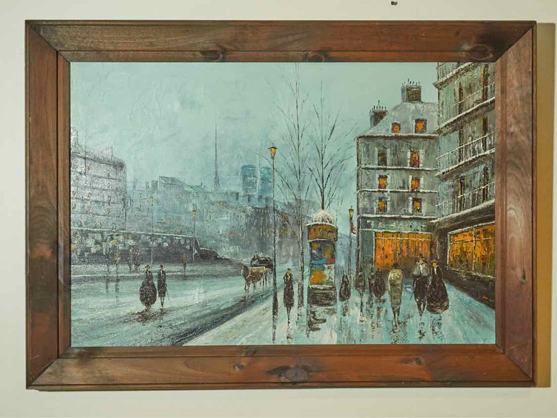 'Cityscape In The Winter"  Framed Original Oil