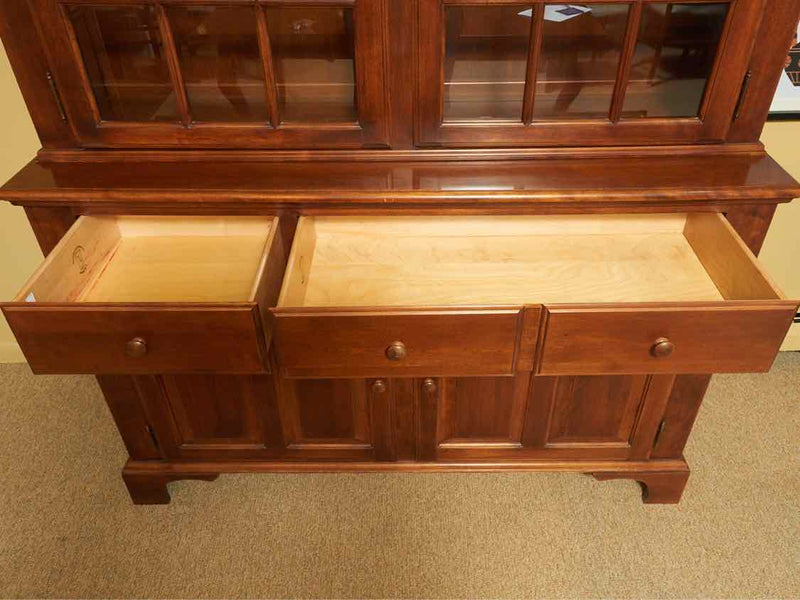 Nichols & Stone Cherry 2 Glass Door 3 Drawers 2 Lower Doors  China Cabinet