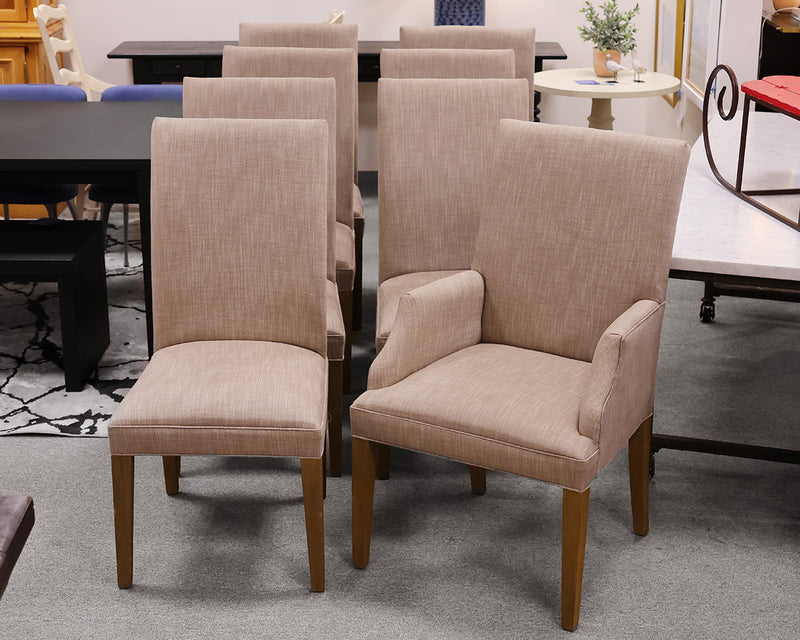 Set of 8 RH Husdon Dining Chairs in Taupe Linen Weave