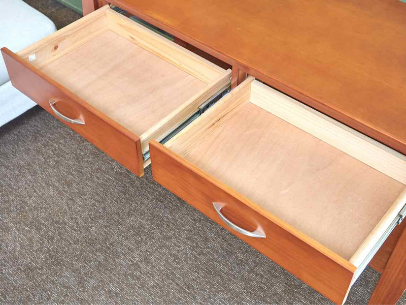 Maple 2 Drawer Console with Shelf & Nickel Handle Pulls