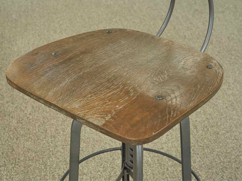 Set of 2 RH Industrial Wood & Metal Bar Stools