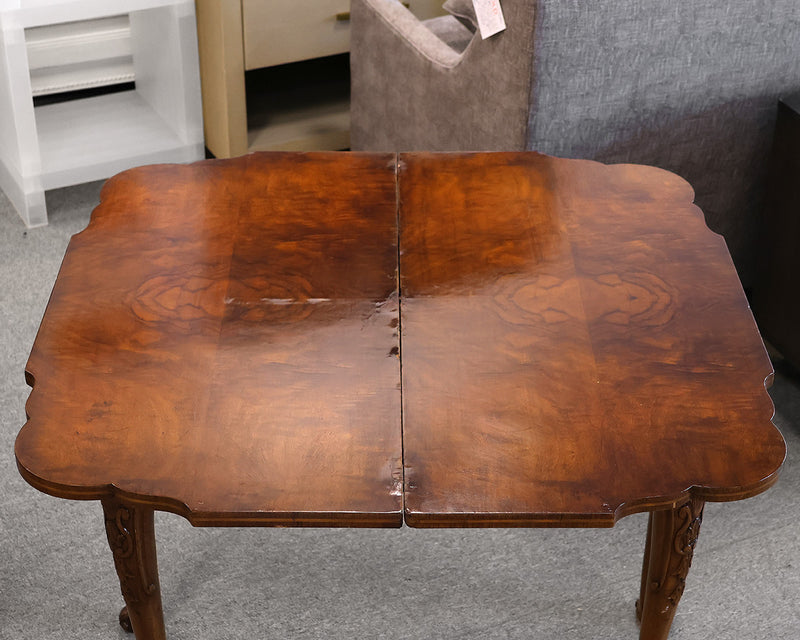 Burl Mahogany Flip-Top Game Table with Black Painted Detail