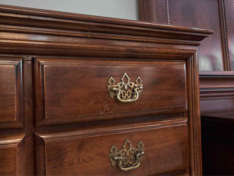 Mobel Inc. Cherry Double Dresser with 10 Drawers & Chippendale Ornate Handles