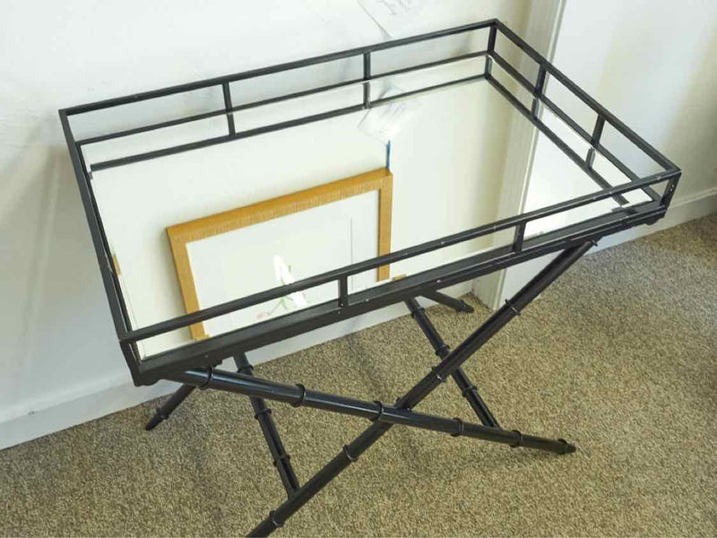 Bamboo Mirrored Serving Tray Table