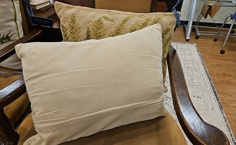 Pair of Hooked Wool Lumbar Fern Pillows