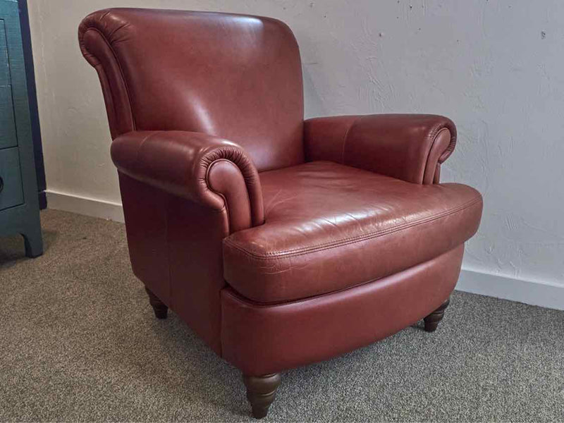 Boston Interiors Red Leather Chair & Ottoman