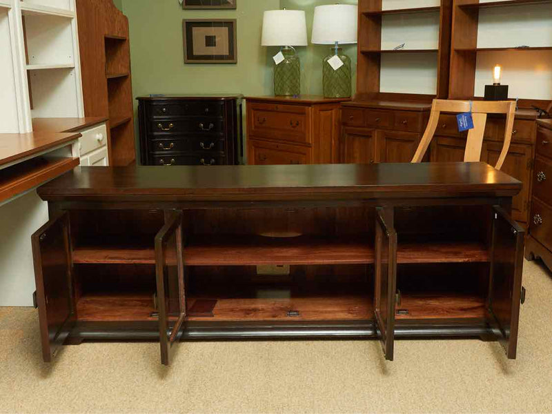 Crate & Barrel 'Madison' Mangowood Dark Stain Finish 4 Door Media Console