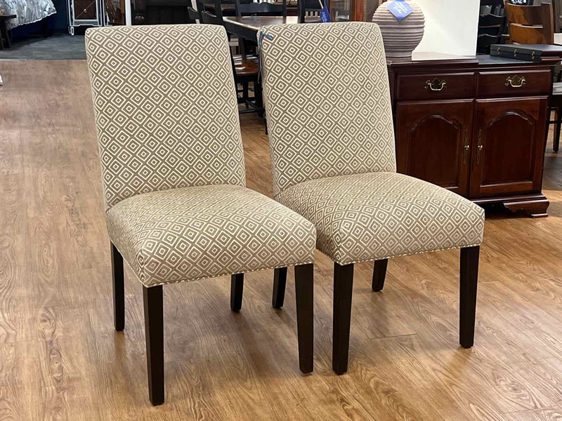 Pair of Concentric Diamond Pattern Dining Chairs