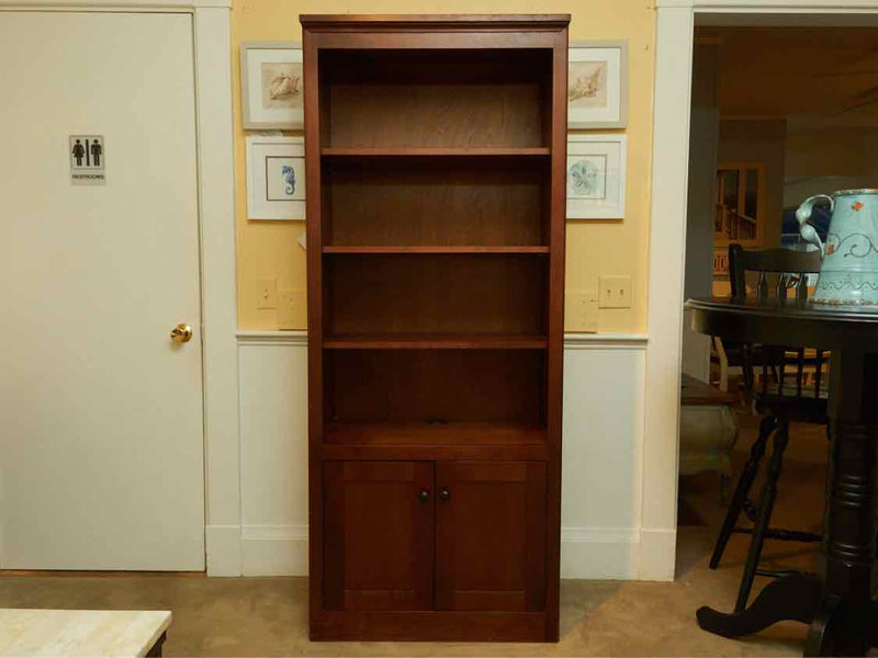 Maple Bookcase with Mahogany Stain and 4 Adjustable Shelves & 2 Doors