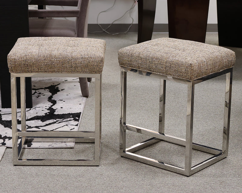 Mitchell Gold + Bob Williams Pair of Counter Stools with Brown Tweed Seats