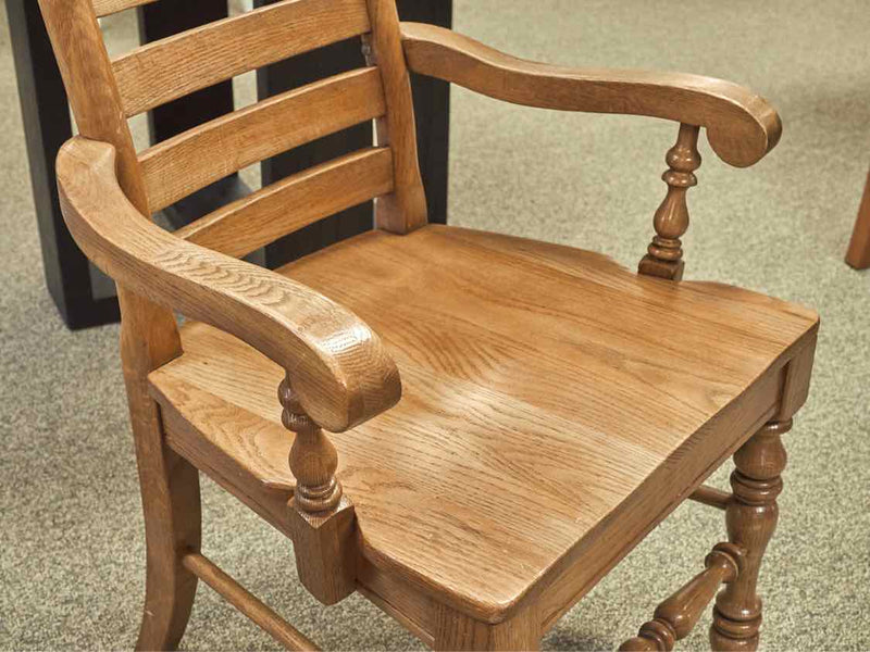 Set of Six Solid Oak LadderBack Dining Chairs