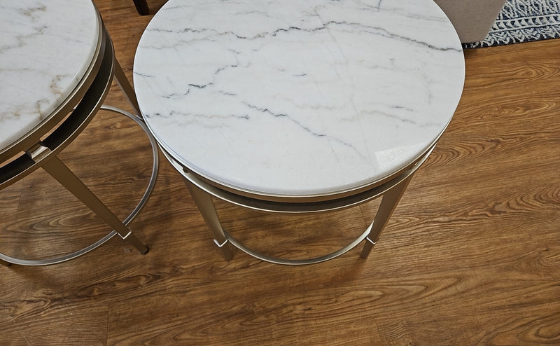 Pair of 'Milroy' Marble Side Tables