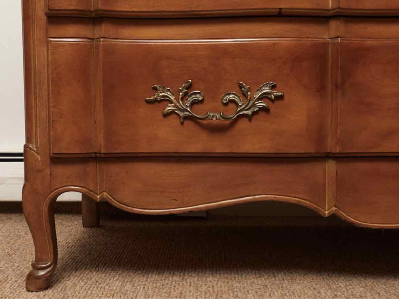 French Bench Made Walnut 3 Drawer Chest With Ornate Handles