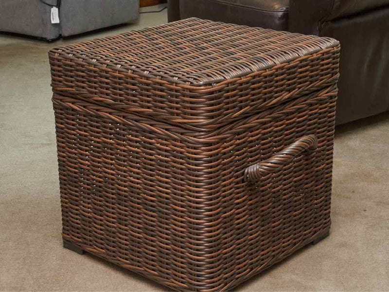 Crate & Barrel Woven Storage Box with Handles and Removable Lid