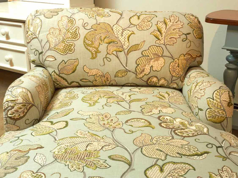 Ballard Design 'Crewel Embroidery Floral Design 'Linen Upholstered  Chaise