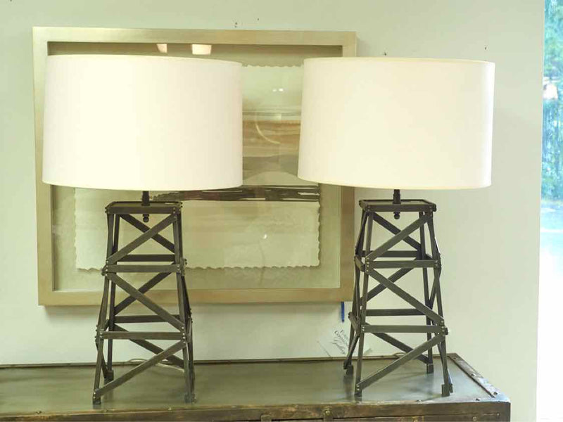 Pair of Industrial Tower Table Lamps