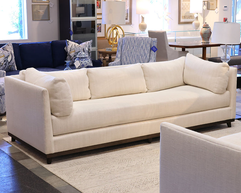 Holly Hunt 'Verellen' White Plains Upholstered Sofa with Ash Wood Finish