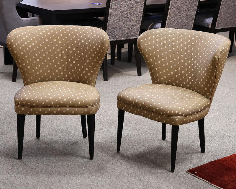 Pair of Arhaus Contemporary  Chairs in Star Pattern Upholstery