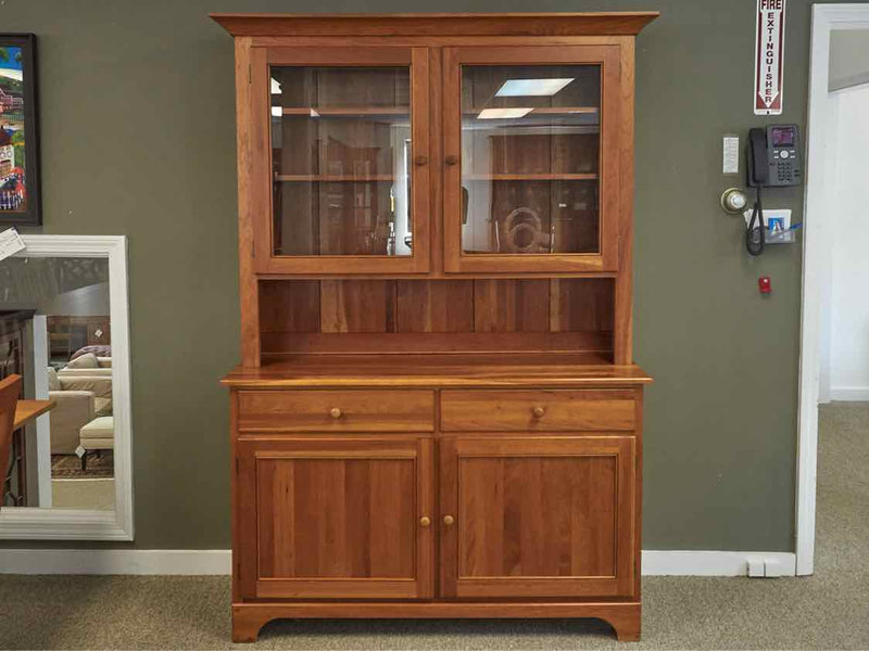 Two Piece Cherry Hutch W/ Glass Doors