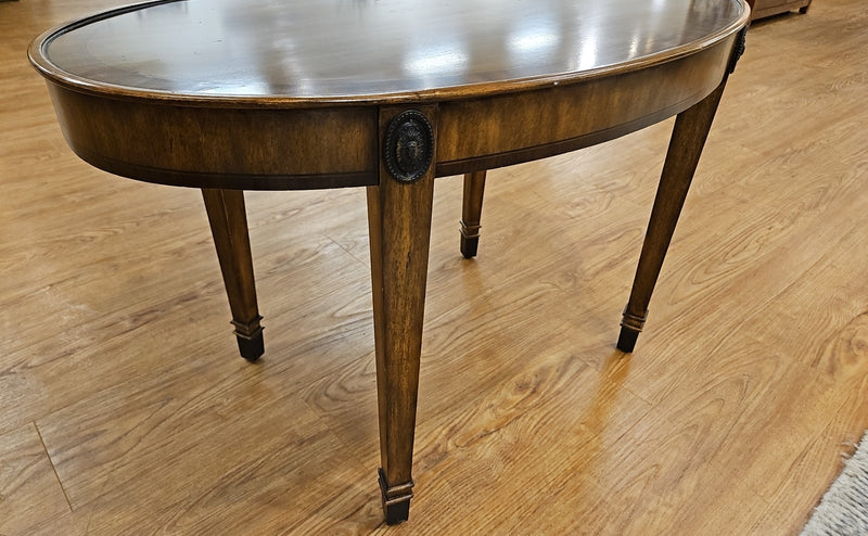 Oval Inlaid Walnut Cocktail Table