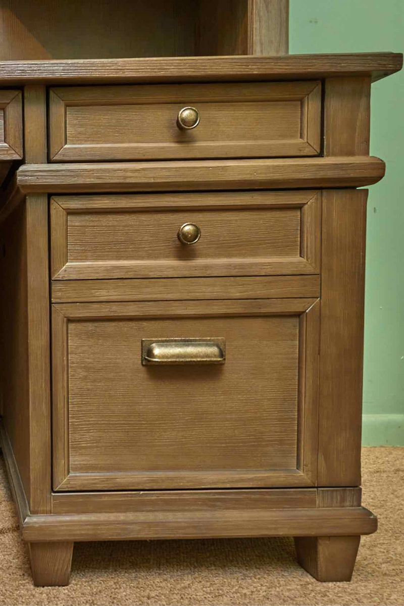 Martin Bleached Wood 4 Drawer ,File  Credenza With Hutch