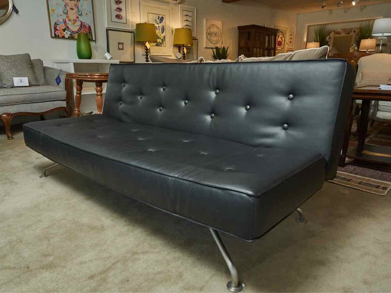 Bo Concept Black Bonded Leather Sofa Bed