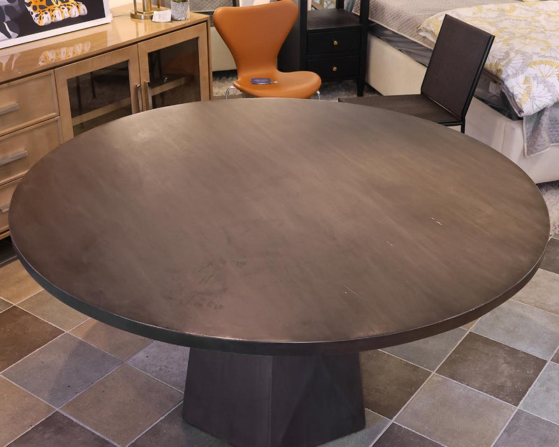 Crate & Barrel Kesling 60" Round Dining Table in Grey Finish