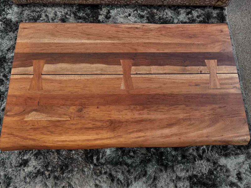 Contemporay 2 Plank Fir Cocktail Table with Black Steel Base