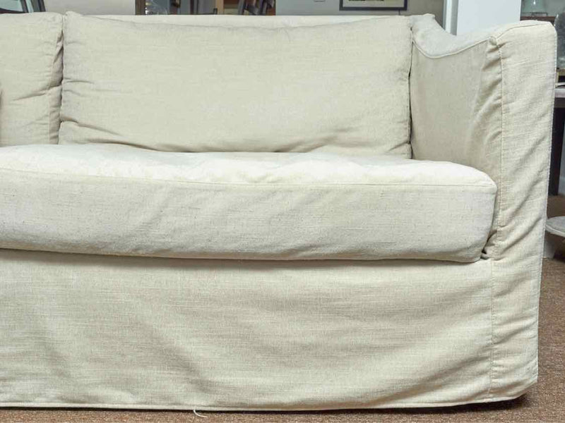 Cisco Brothers Beige Linen  2 Cushion 6 Pillow Track Arms Slipcovered Sofa