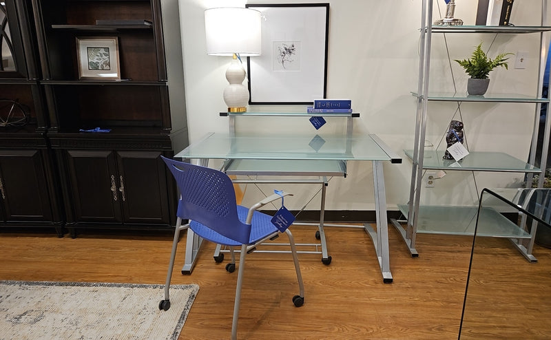 Contemporary Two-Tier Frosted Glass Desk