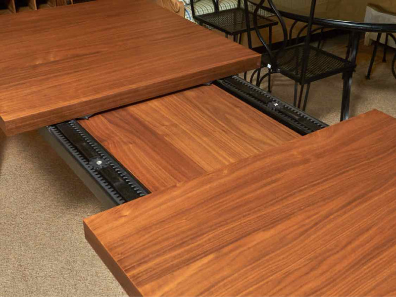 Zebrawood Veneer With Self Storing 19.5" Leaf Dining Table