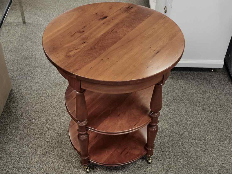 Harden Cherry Round Side Table with 2 Shelves