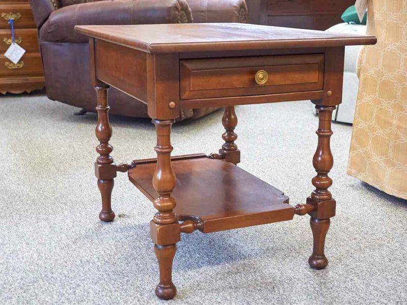 Pair of Solid Cherry One Drawer Side Tables