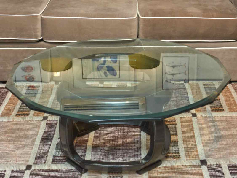 Asian Black Base Glass Top Cocktail Table