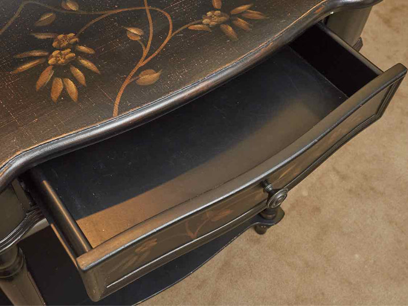 Black Distressed Finish Stencil Accents 1 Drawer Entrance Console