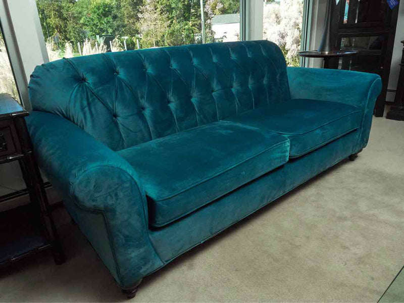 Emerald Green Performance Velvet  2 Cushion Tufted Back Sofa