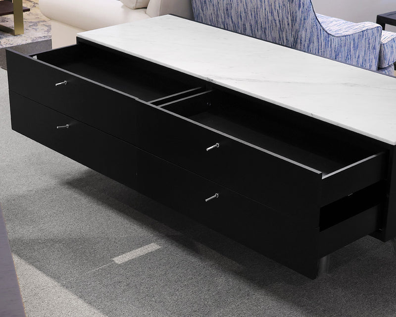 Cassina Sideboard by Piero Lissoni in Black with White Marble Top