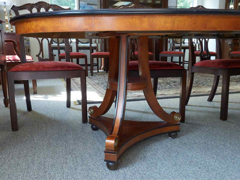 Neoclassic Double Pedestal Banded Mahogany Dining Table