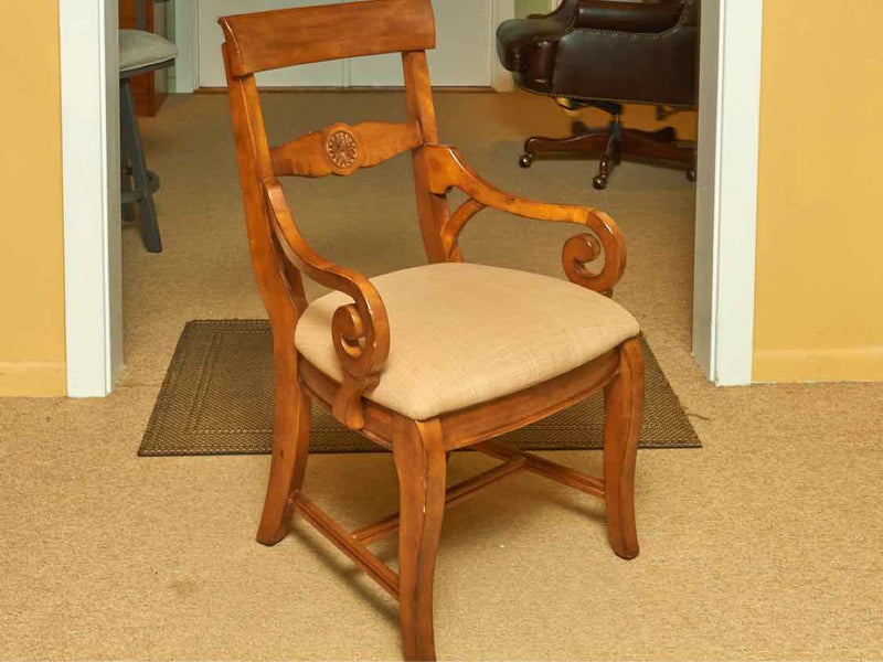 Set Of 6 Kincaid  Maple Upholstered Seats  Dining Chairs