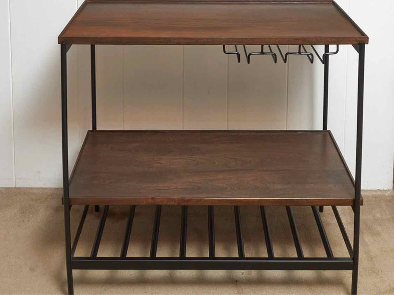 Pottery Barn 'Warren' Walnut & Steel  Bar Cart