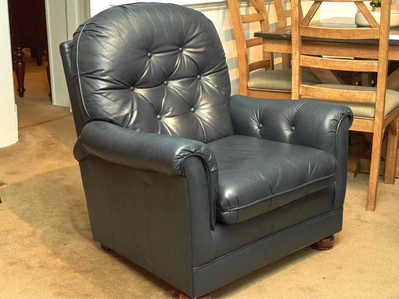 Bradington Young Navy Blue Tufted Back Recliner Includes Ottoman