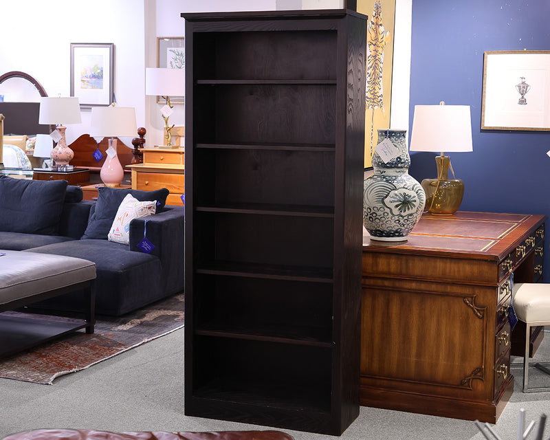 Crate & Barrel Bookcase in Oak with Black Finish