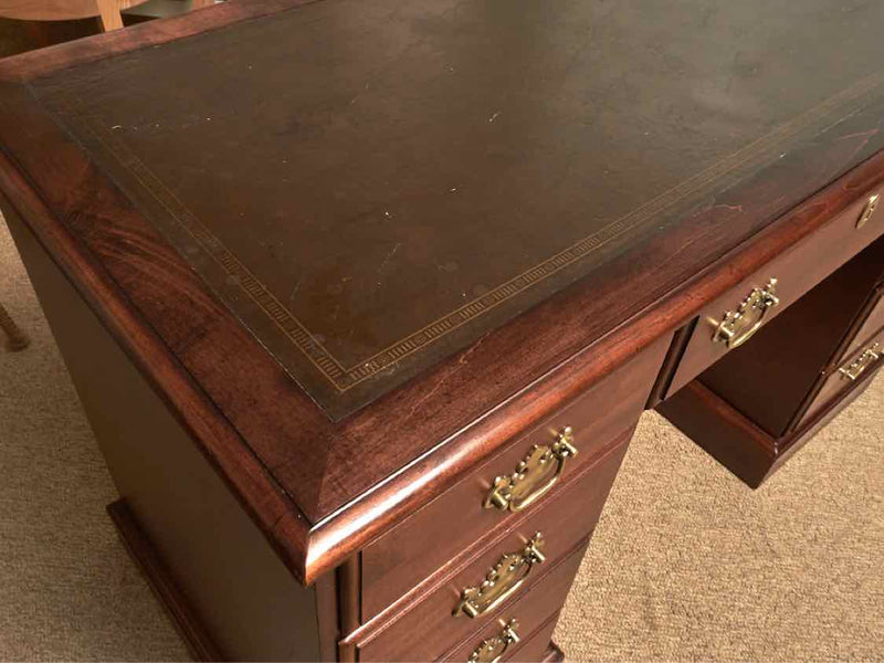 Leather Top 5 Drawer 2 File Mahogany Desk