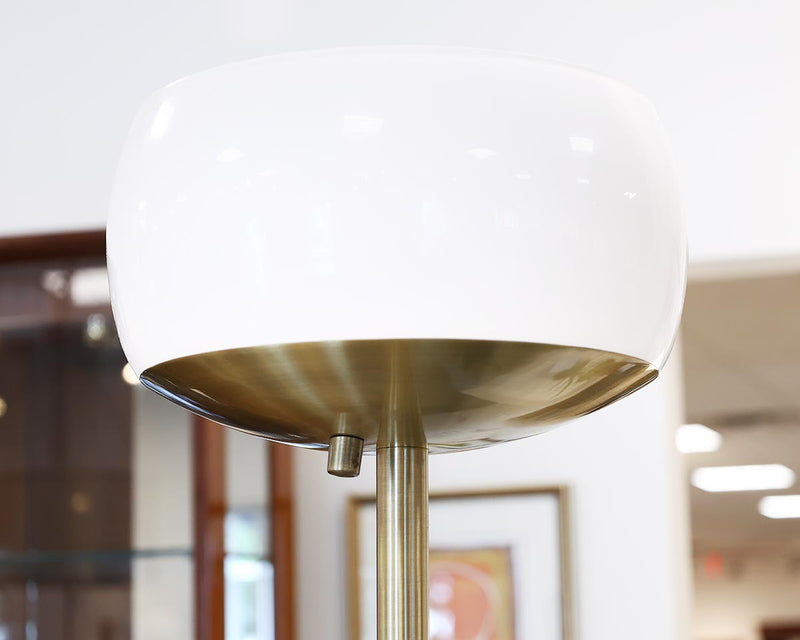 Gold  Floor Lamp with Milk Glass Globe