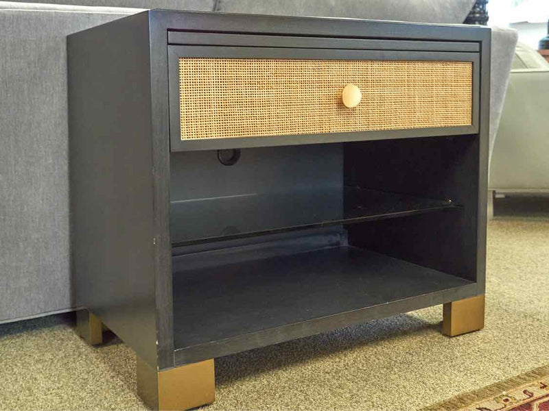 Pair of Kravet Caned Front Nightstands in Charcoal