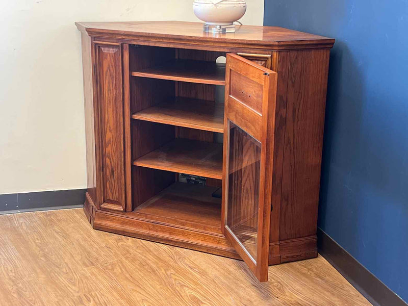 Oak Corner Cabinet w/ Cable Management