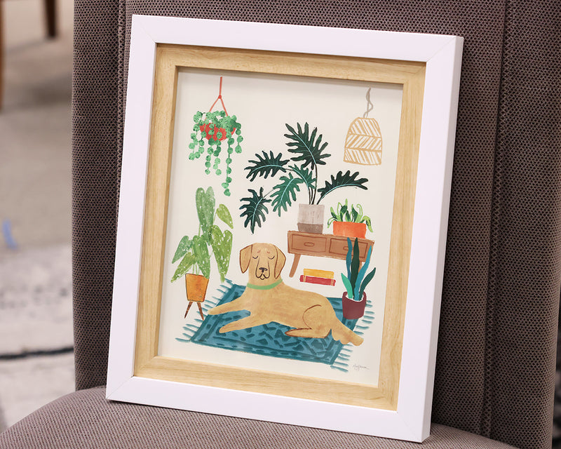 "Urban Jungle Dogs I" Print in Natural Wood Frame