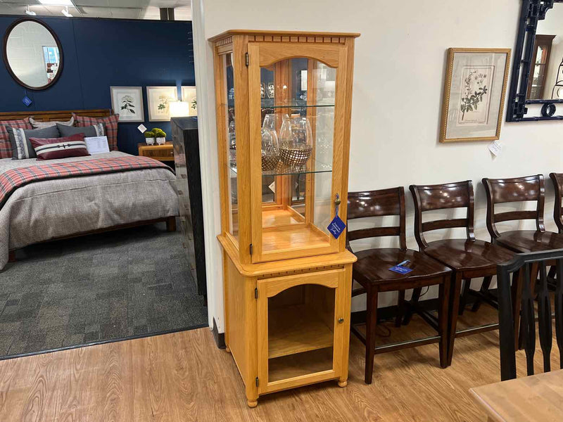 Lighted Oak Curio Cabinet