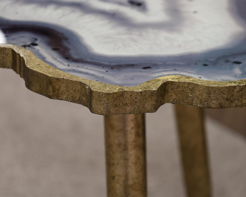 Geode Slice Side Table on Wood Legs